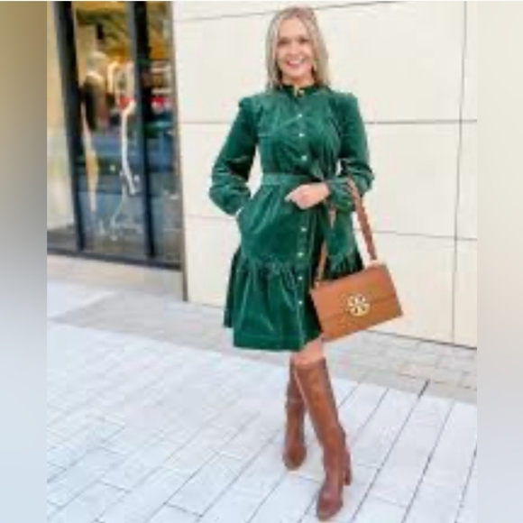 Draper James RSVP Dark Green Corduroy Button Shirt Dress Size XXL NWT - Picture 2 of 13